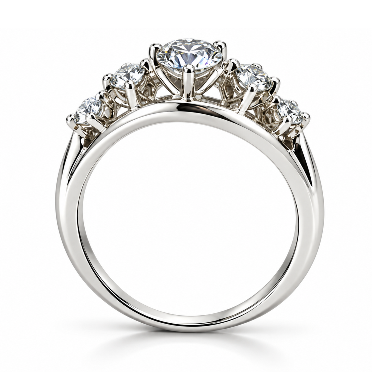 Cadence — Five Stone Graduated Moissanite Ring in Sterling Silver