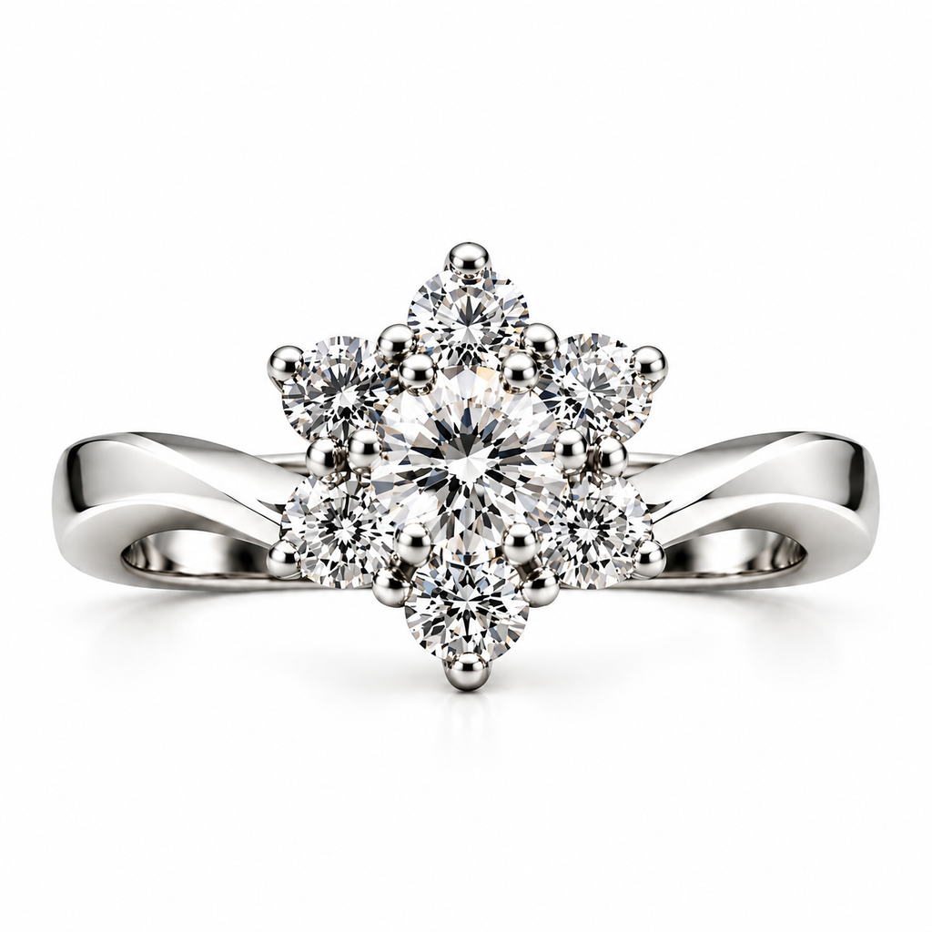 Wildflower — Seven Stone Cluster Moissanite Ring in Sterling Silver