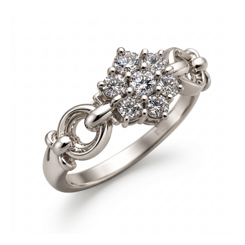 The Link — Seven-Stone Moissanite Cluster on a Chain Band