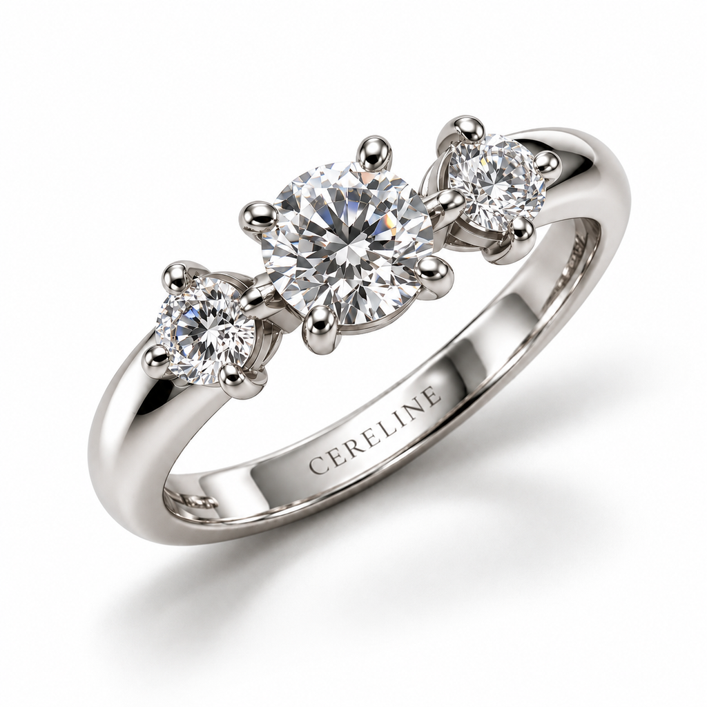 The Three Graces — Three Stone Moissanite Ring in Sterling Silver