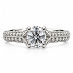 The Keystone — Geometric Solitaire Moissanite Ring in Sterling Silver