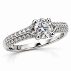 The Keystone — Geometric Solitaire Moissanite Ring in Sterling Silver