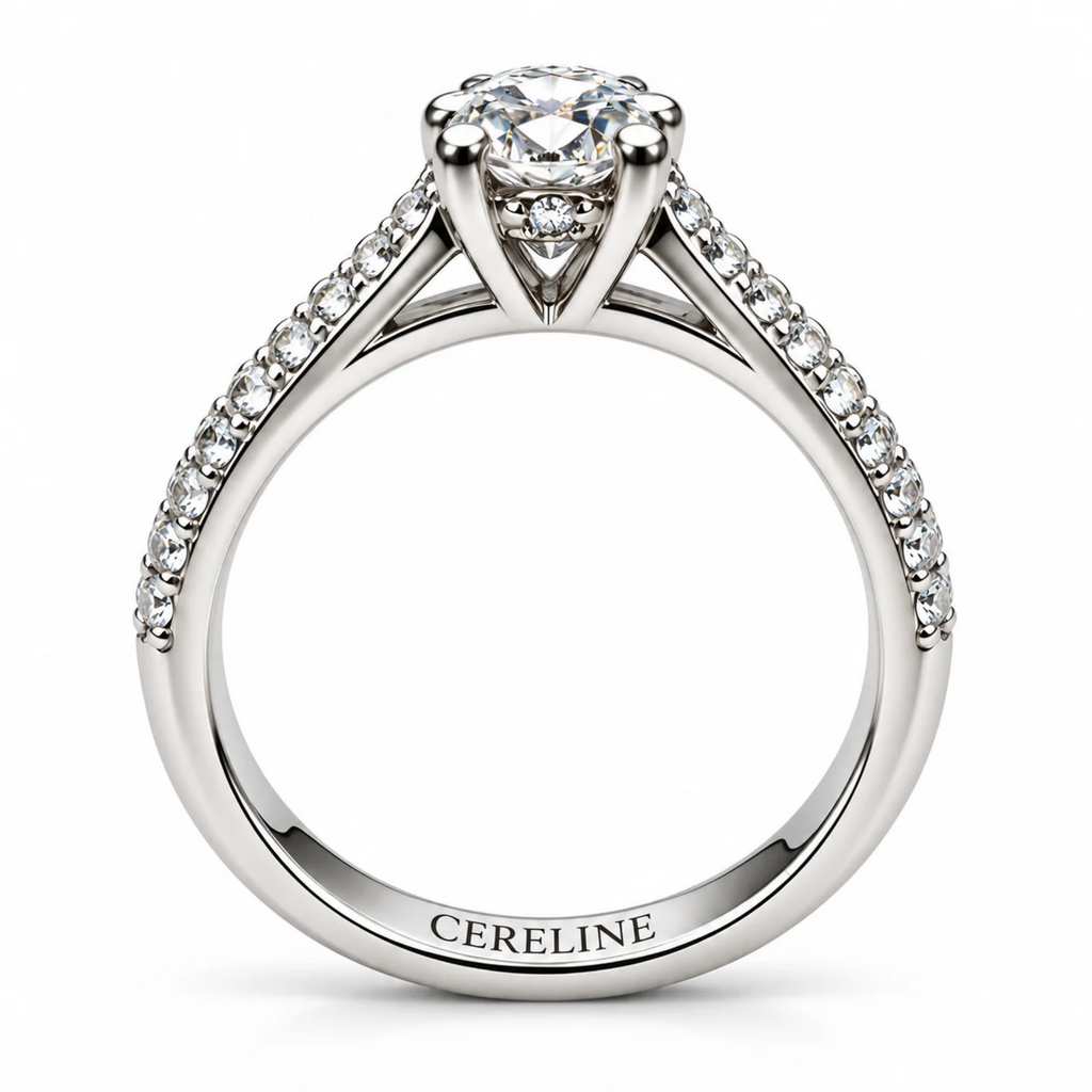 The Keystone — Geometric Solitaire Moissanite Ring in Sterling Silver