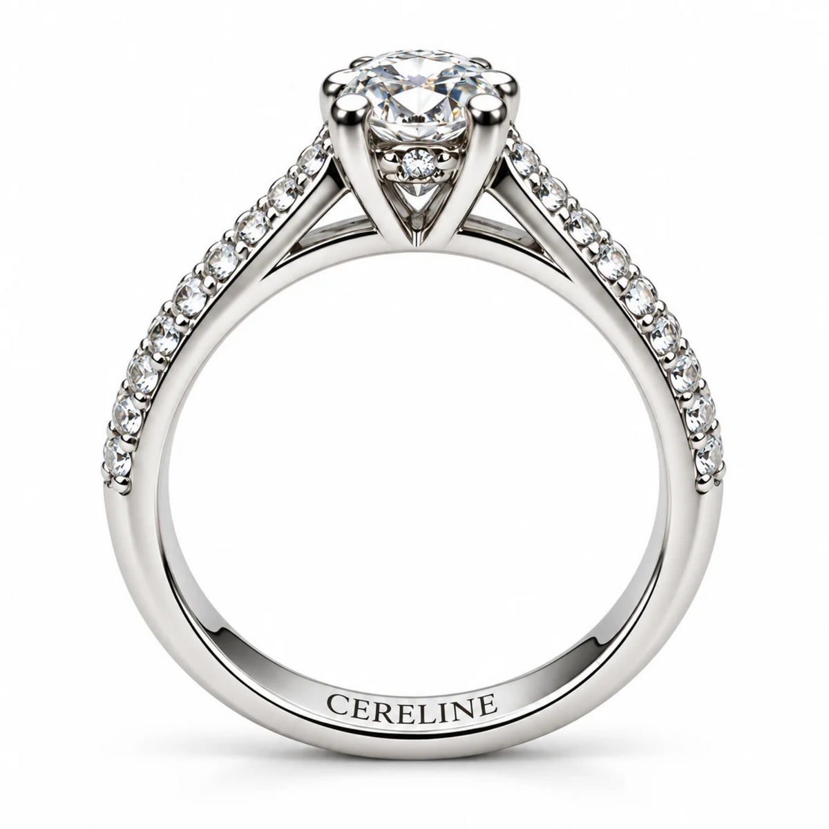 The Keystone — Geometric Solitaire Moissanite Ring in Sterling Silver