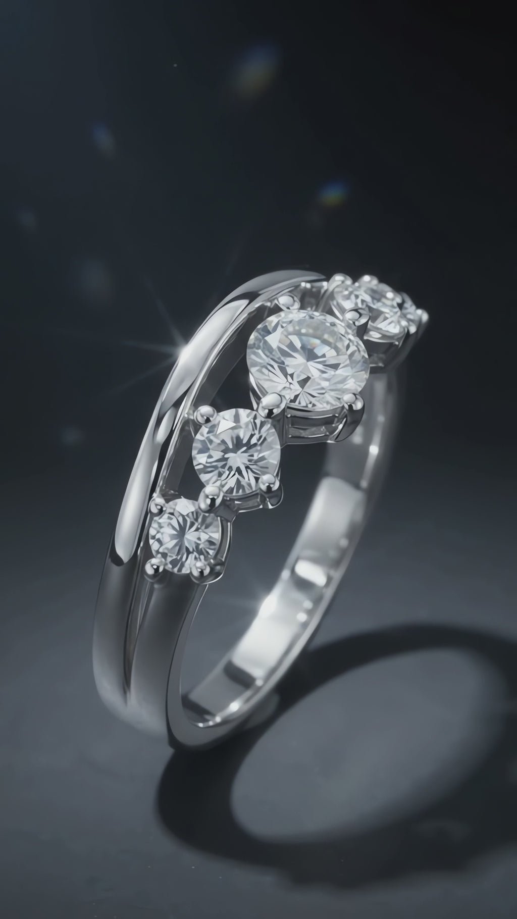 Cadence — Five Stone Graduated Moissanite Ring in Sterling Silver