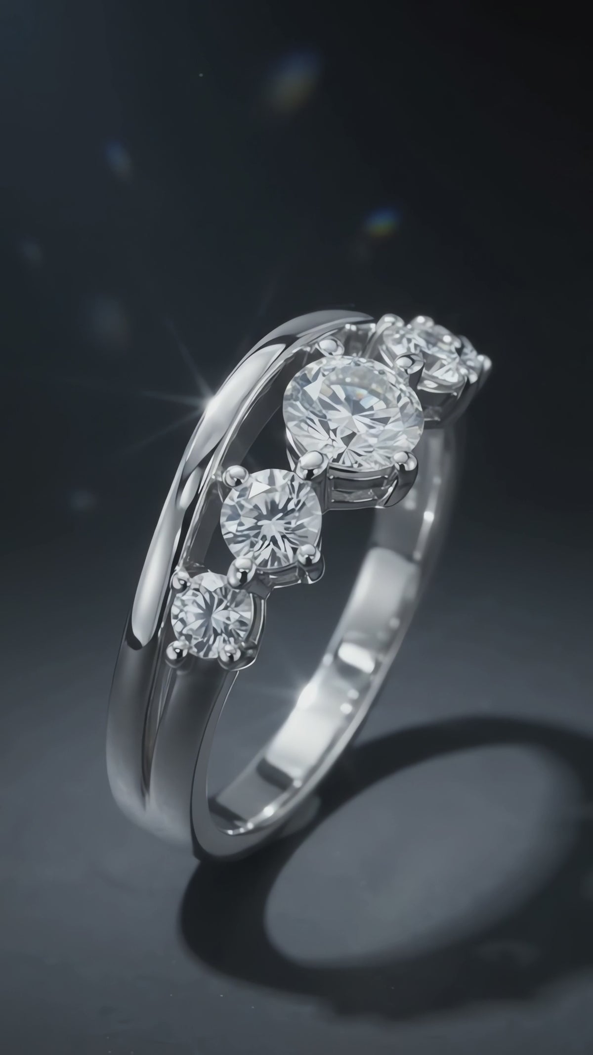 Cadence — Five Stone Graduated Moissanite Ring in Sterling Silver