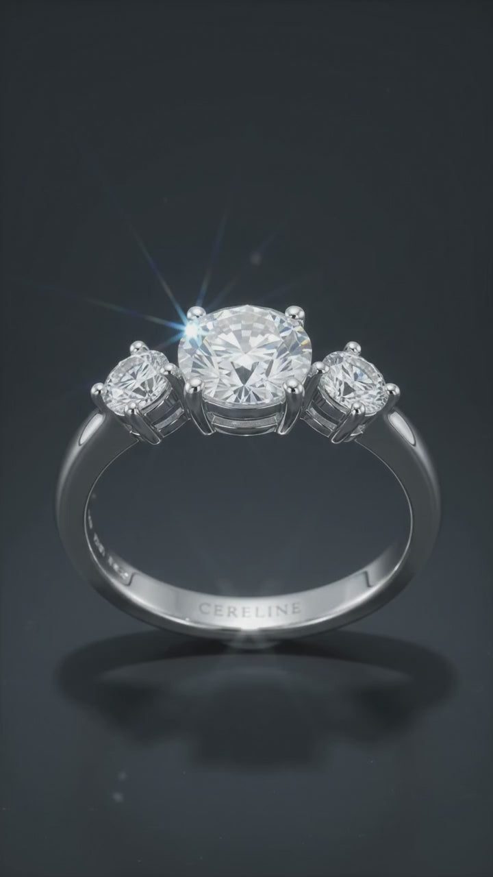 The Three Graces — Three Stone Moissanite Ring in Sterling Silver