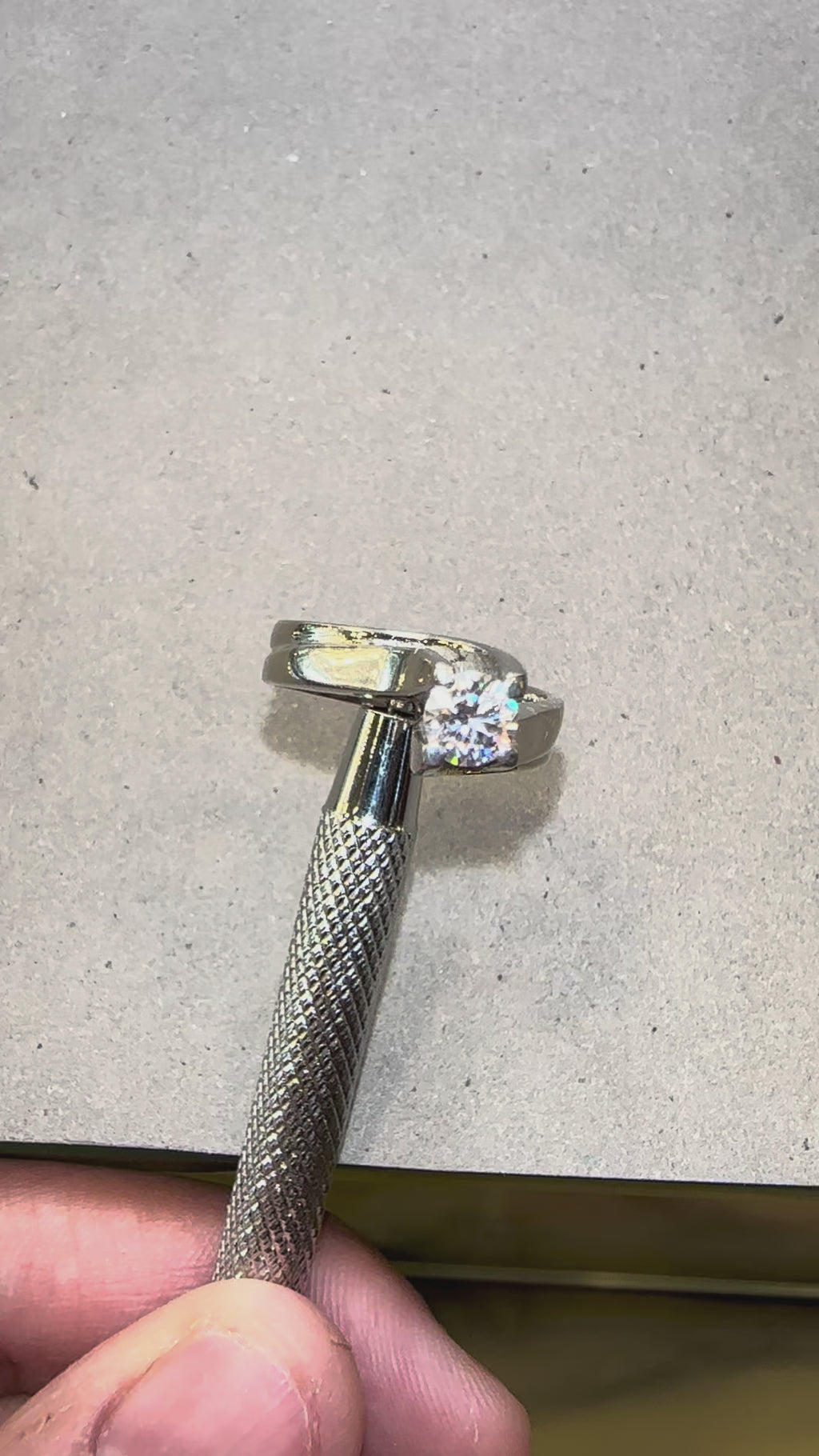 The Cantilever — Modern Solitaire Moissanite Ring in Sterling Silver